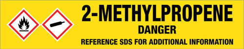 2-Methylpropene [CAS# 115-11-7] - GHS Pipe Marking Label