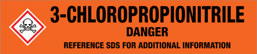 3-Chloropropionitrile [CAS# 542-76-7] - GHS Pipe Marking Label