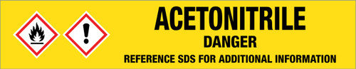 Acetonitrile [CAS# 75-05-08] - GHS Pipe Marking Label