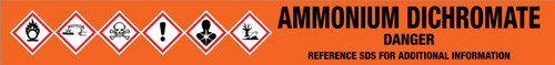 Ammonium Dichromate [CAS# 7789-09-5] - GHS Pipe Marking Label