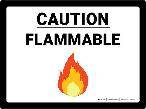 Caution Flammable with Emoji Landscape - Wall Sign