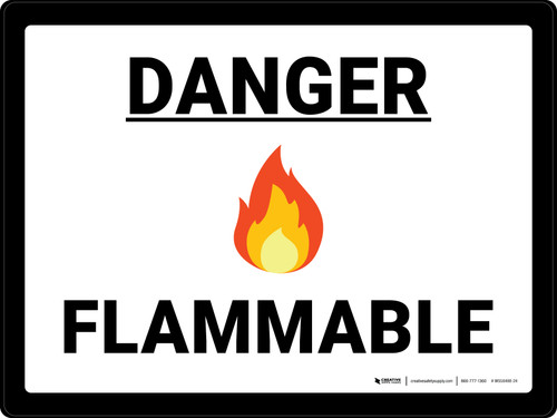 Danger Flammable with Emoji Landscape - Wall Sign