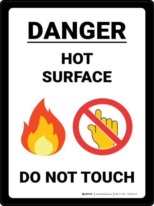 Danger Hot Surface Do Not Touch with Emojis Portrait - Wall Sign