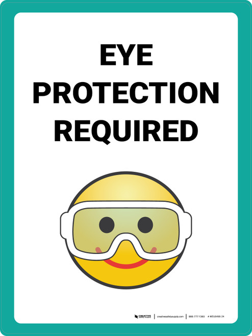 Eye Protection Required with Emoji Portrait - Wall Sign