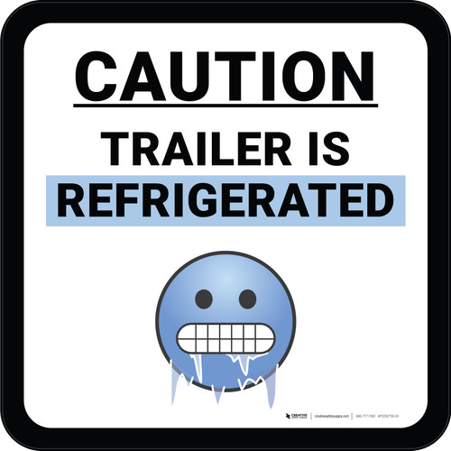 Caution Area is Kept Below Freezing with Emoji White Square - Floor Sign