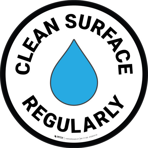 Clean Surface Regularly with Emoji Circular - Floor Sign