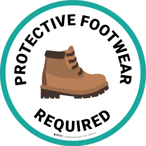 Protective Footwear Required with Emoji Circular Floor Sign