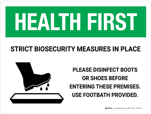 Health First: Strict Biosecurity Measures In Place with Icon Landscape - Wall Sign