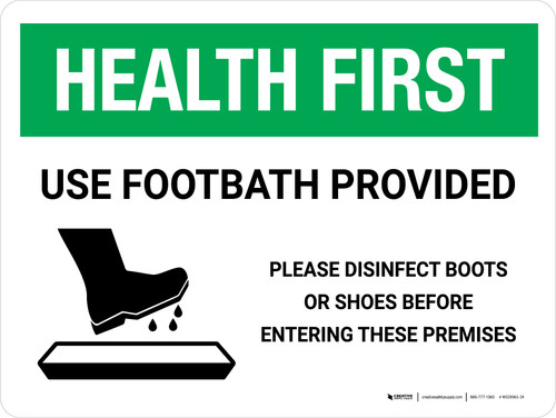 Health First: Use Footbath with Icon Landscape - Wall Sign