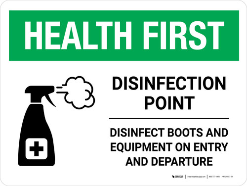Health First: Disinfection Point with Icon Landscape - Wall Sign