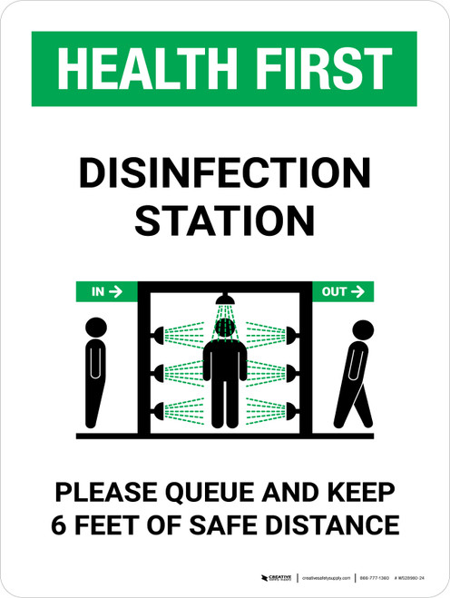 Health First: Disinfection Station with Icon Portrait - Wall Sign