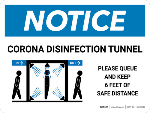 Notice: Corona Disinfection Tunnel with Icon Landscape - Wall Sign