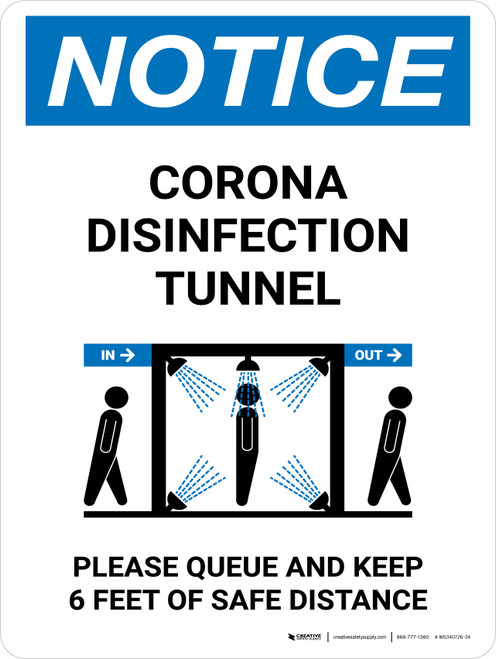 Notice: Corona Disinfection Tunnel with Icon Portrait - Wall Sign