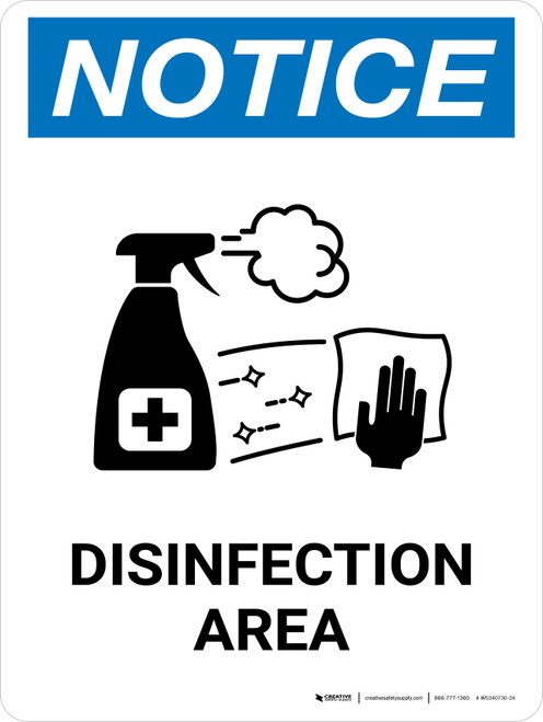 Notice: Disinfection Area with Icon Portrait - Wall Sign