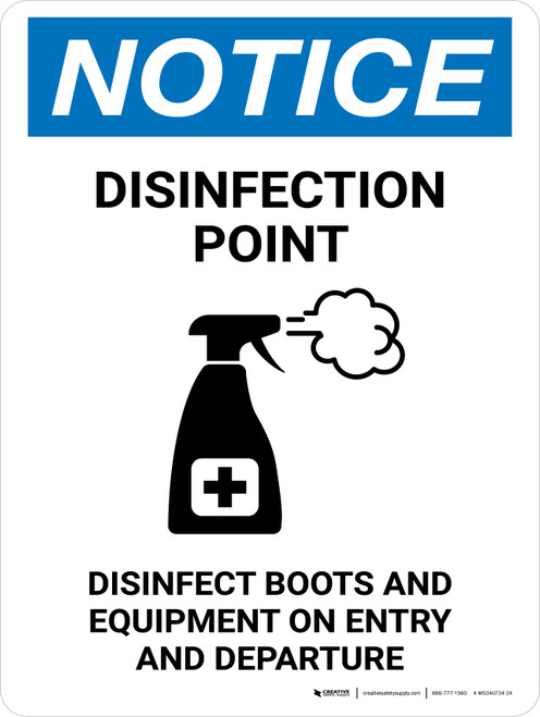 Notice: Disinfection Point with Icon Portrait - Wall Sign