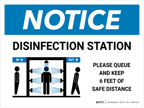 Notice: Disinfection Station with Icon Landscape - Wall Sign
