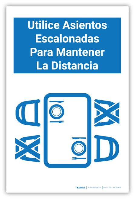 Utilice Asientos Escalonados Para Mantener La Distancia - Label