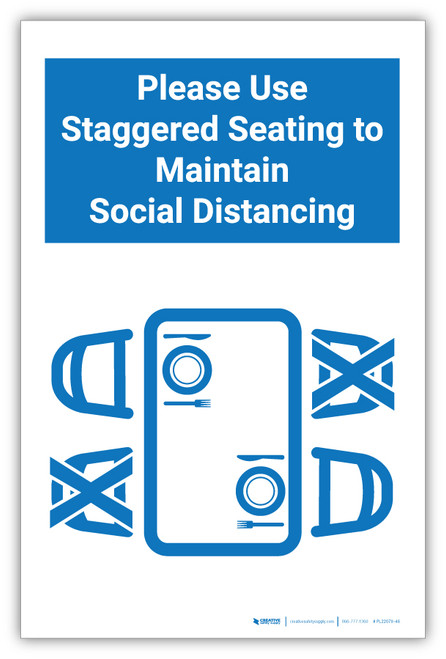 Please Use Staggered Seating to Maintain Distance - Label
