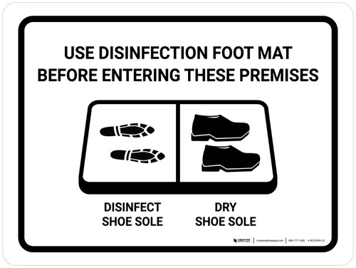 Use Disinfection Foot Mat Before Entering with Icon Landscape - Wall Sign