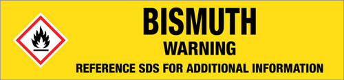 Bismuth [CAS# 7440-69-9] - GHS Pipe Marking Label