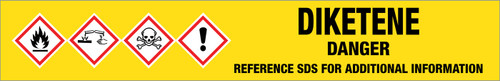Diketene [CAS# 674-82-8] - GHS Pipe Marking Label