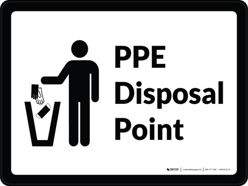 PPE Disposal Point with Icon Landscape - Wall Sign