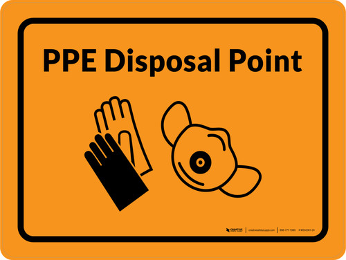 PPE Disposal Point with Icons Orange Landscape - Wall Sign