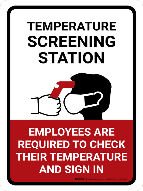 Temperature Screening Station Portrait - Wall Sign