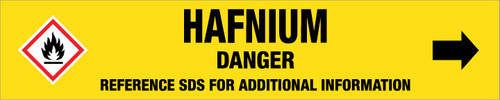 Hafnium [CAS# 7440-58-6] - GHS Pipe Marking Label