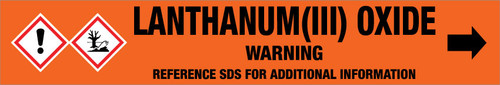Lanthanum(III) Oxide [CAS# 1312-81-8] - GHS Pipe Marking Label