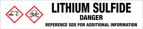 Lithium Sulfide [CAS# 12136-58-2] - GHS Pipe Marking Label