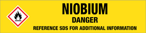 Niobium [CAS# 7440-03-1] - GHS Pipe Marking Label