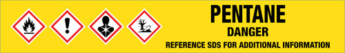 Pentane [CAS# 109-66-0] - GHS Pipe Marking Label