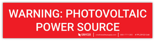Warning: Photovoltaic Power Source v2 - Arc Flash Label