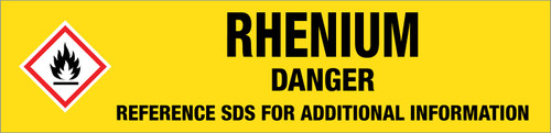Rhenium [CAS# 7440-15-5] - GHS Pipe Marking Label