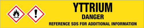 Yttrium [CAS# 7440-65-5] - GHS Pipe Marking Label