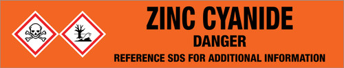 Zinc Cyanide [CAS# 557-21-1] - GHS Pipe Marking Label