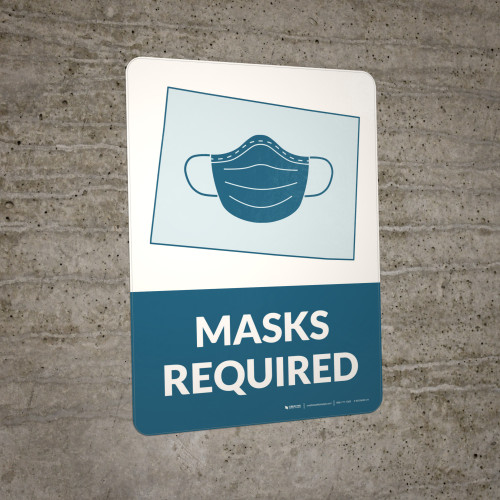 Masks Required Colorado State Outline Portrait Wall Sign