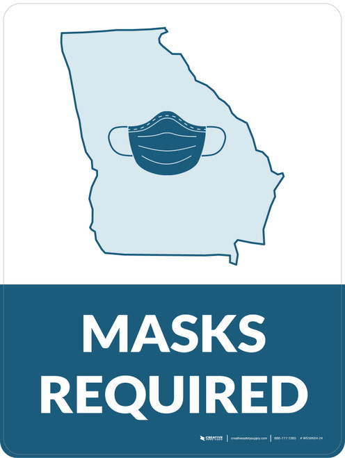 Masks Required - Georgia State Outline Portrait - Wall Sign