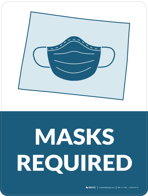 Masks Required - Wyoming State Outline Portrait - Wall Sign