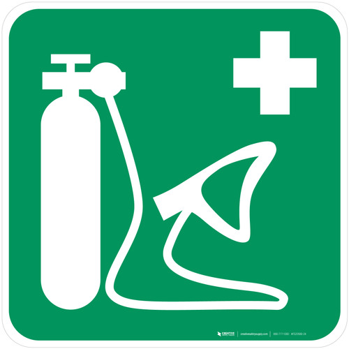 Oxygen Resuscitator Safe Condition - ISO Floor Sign