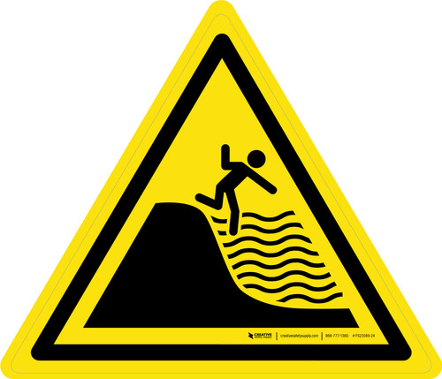 Deep Shelving Beach Warning - ISO Floor Sign