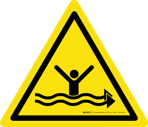 Strong Currents Warning - ISO Floor Sign