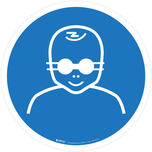 Infants Must be Protected With Opaque Eye Protection Mandatory - ISO Floor Sign
