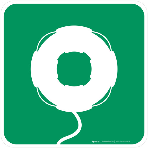 Lifebuoy with Line Safe Condition - ISO Floor Sign