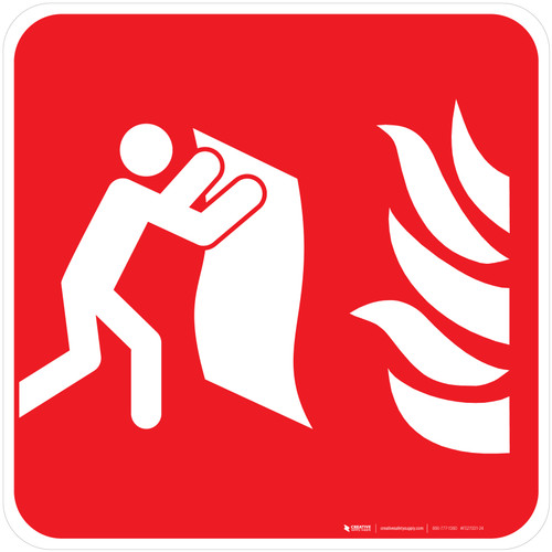 Fire Blanket Fire Safety - ISO Floor Sign