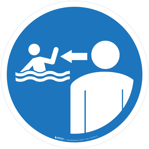 Keep Children Under Supervision Aquatic Environment Mandatory - ISO Floor Sign