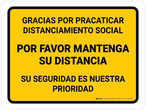 Thank You For Practicing Social Distancing With Us Yellow Spanish Landscape - Wall Sign