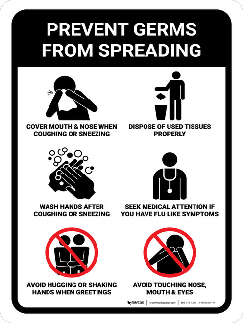 Prevent Germs From Spreading (How-to) Portrait - Wall Sign