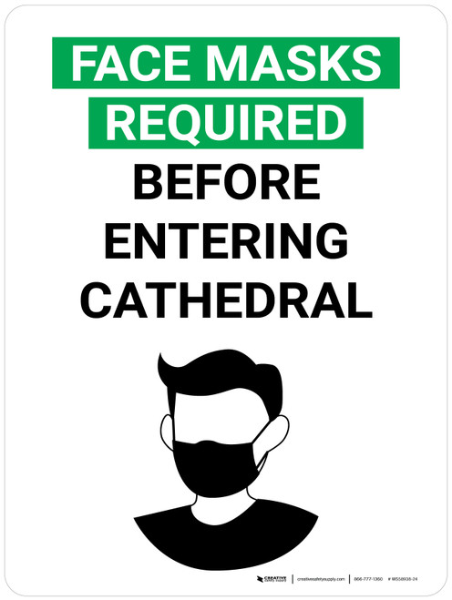 Face Masks Required Before Entering Cathedral with Icon Portrait V2 - Wall Sign